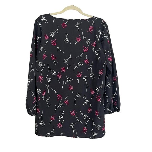 Lane Bryant Top Women 14 Black Floral Ruffle Heart Pullover Whimsigoth Fairy 80s - Picture 5 of 11